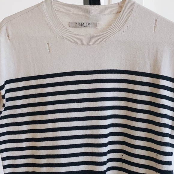 All Saints Striped Rip Tee - Picture 3 of 3